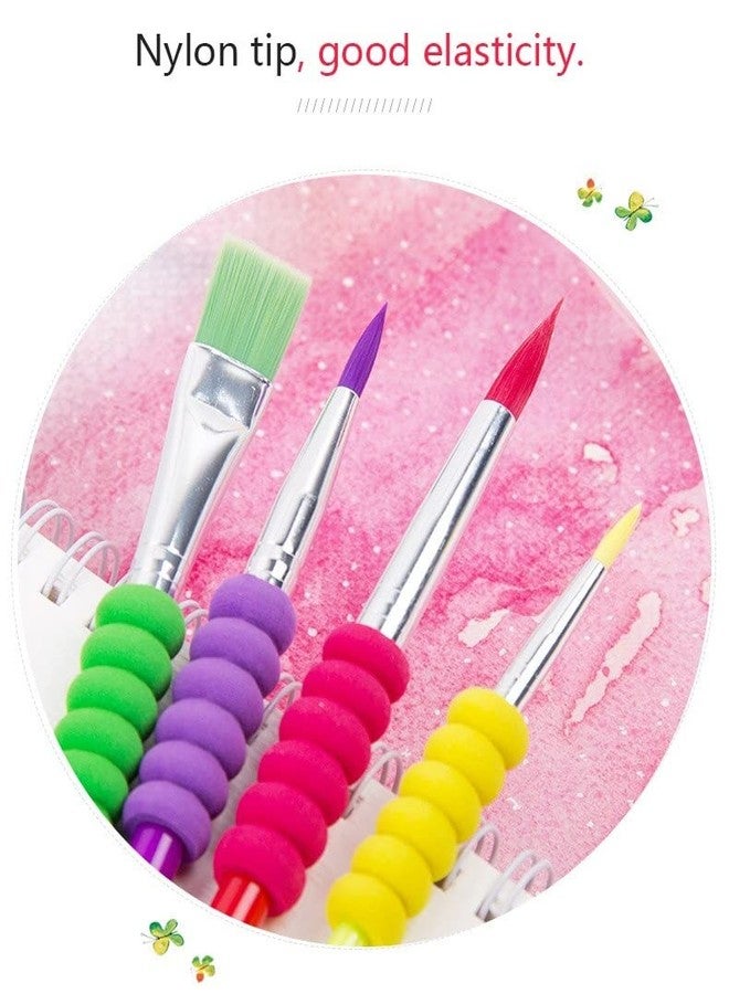 DEZIINE�4pcs Soft Grip Paint Brush Set - Kids Paint Brushes - 4 Assorted Paint Brushes for Watercolor Paint Brush - Image 4